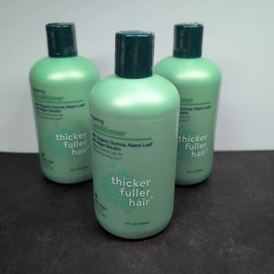 Thicker Fuller Hair Repairing Conditioner Vegan Keratin Quinoa 12 oz Lot of 3 - Image 1 of 4