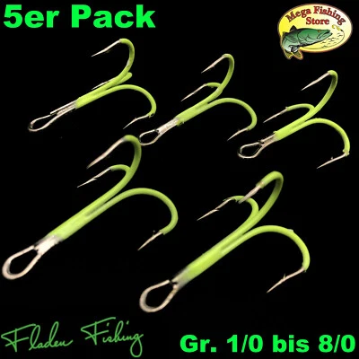 FLADEN Luminous UV Drillinge - Pilker Meeres Haken / Leucht Drilling - Norwegen - Bild 1 von 4