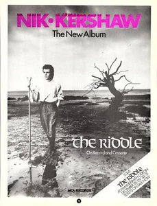 1984 Advert for NIK KERSHAW Album 'The Riddle' Original Music Print Ad Ephemera - Imagen 1 de 1