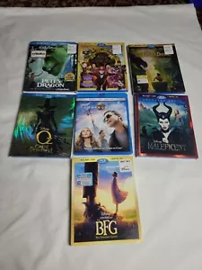 Disney 7 Live Action Blu Ray Lot Pete's Dragon, Alice, Jungle Book Oz No Digital - Imagen 1 de 4