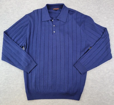 Linea Uomo Sweater 3 Button Pullover Navy 50% Wool/50% Acrylic Men's Size XL - Image 1 of 4