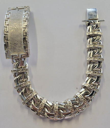 Bracciale maglia chino argento sterling 925 Versace Bar 184g 8inch fatto a mano