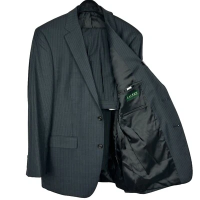 Ralph Lauren 42L 35x30 100% Wool Gray Striped 2B Suit Jacket + Pleated Pants - Image 1 of 4