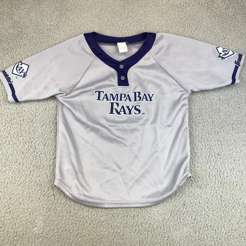 Tampa Bay Rays Jersey Youth Medium Gray Short Sleeve Crew Neck Pullover Franklin Cover