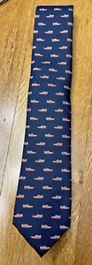 COLE HAAN MENS NEW W/TAG NAVY BLUE 100%SILK CLASSIC 'SNEAKERS/SHOES' NECKTIE - Picture 1 of 9