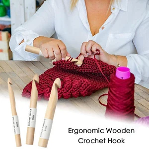 1/3pcs Wooden Crochet Hook Knitting Needles 15/20/25Mm Hand Crochet Hooks Tool - Picture 1 of 15