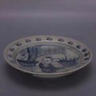 Vintage Chinese Yuan Blue and White Porcelain Hand Painting Plate
