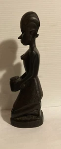 Carved Wood African Woman Sculpture Statue Kneeling Tribal Art + 3 others - Picture 1 of 18