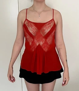 Fleur Wood Womens Camisole Top Size 3 - Burnt Orange / Tangerine - with Lace - Picture 1 of 8