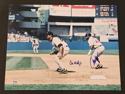 Foto firmada por Don Mattingly & Mo Vaughn 11x14 - ALL TIME GREATS - RED SOX - YANKEES - PSA Foto 1 de 3