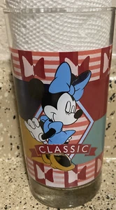 DISNEY MINNIE MOUSE Glass CLASSIC 5.5" BLUE RED BLACK STRIPED YELLOW - Picture 1 of 6