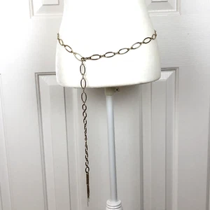 Vintage Womens Chain Link Belt Goldtone Tassel Boho Gypsy Hippie - Picture 1 of 5