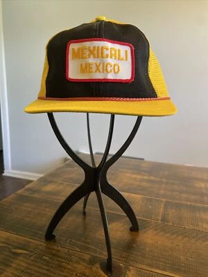 MEXICALI MÉXICO SOMBRERO MALLA CAMIONERO CIERRE A PRESIÓN AJUSTABLE Béisbol Retro Raro Marrón Foto 1 de 4
