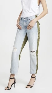 Sold Out! Alexander Wang Slack Mix Bleach With Armygreen Jeans Sizes 25, 28 - Picture 1 of 3
