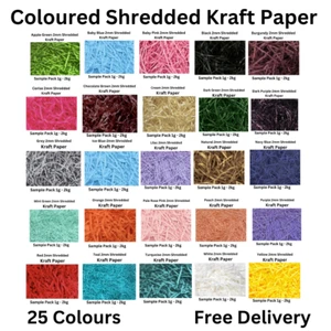 SHREDDED KRAFT PAPER 33 COLOURS PLAIN & MIXED COLOURED EASTER HAMPER FILLERS - Picture 1 of 28