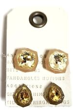 Anthropologie Festive Square Stud Resin Earring Set in Neutral Gold Plated NWT