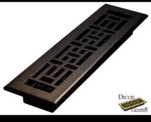 Decor Grates AJH212-C Oriental Floor Register, 2x12 Inches, Bronze - Picture 1 of 6