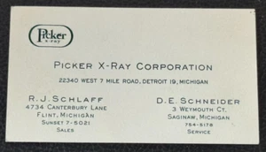Biglietto da visita vintage anni 50 PICKER X-RAY CORPORATION Detroit MI PHARMACEUTICALS - Foto 1 di 1