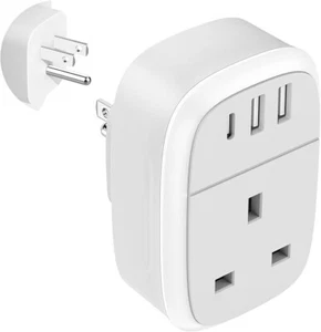 CYZBIM UK to US Plug Adaptor, USA Travel Adapter 32W USB C Fast Charger - Picture 1 of 3