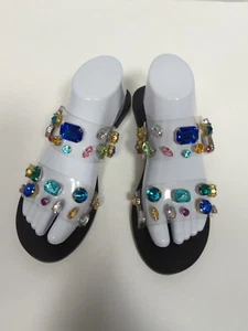 Steve Madden Runway Clear Lucite Slides Donna Tg 8M Strass Jewels Y2K Chic - Foto 1 di 9