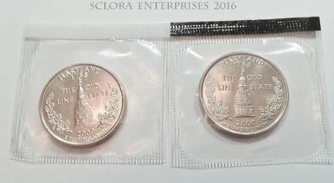 2000 P & D Maryland Quarter Set (2 Coins) *MINT CELLO*  **FREE SHIPPING** Cover