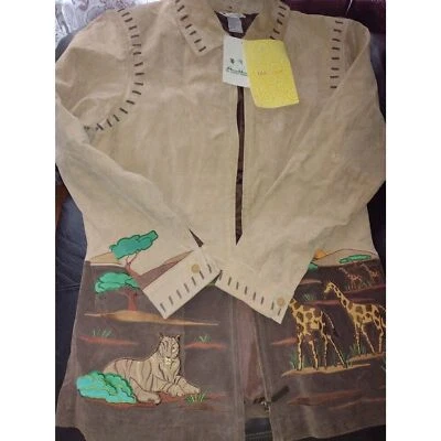 Chaqueta de Cuero Gamuza Elefante Safari Vintage Quaker Factory ¡Nueva con etiquetas! Foto 1 de 4