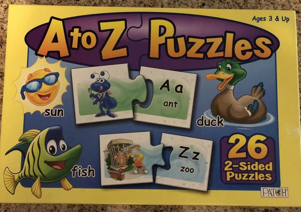 A to Z Two sided puzzles by patch - Ages 3 & Up 26 Two sided Puzzles - Image 1 of 4