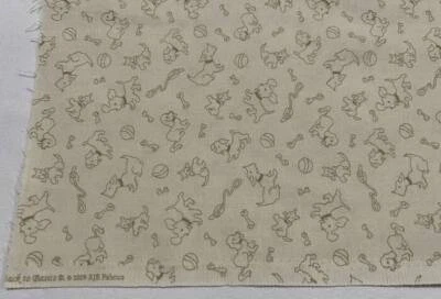 Telas RJR tela de algodón volver a lo básico cachorros jugando perros juguetes 1/2 yarda bronceado Foto 1 de 2