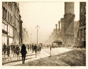 Greenwich Village: Martin Lewis - Drypoint Etching, 1929 NYC Art Print to Frame - Picture 1 of 2