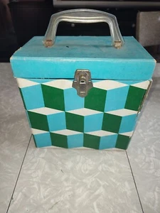 Platter-Pak Groovy Mod LP Vinyl Vintage Record Box 3D Abstract Blue Green - Picture 1 of 15