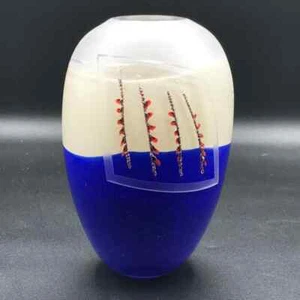Vintage Michael Jaross Hand Blown Art Glass Vase Rare Blue & White c 1982 Signed - Picture 1 of 12