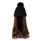 Long Wavy Hairpieces Wig Hat Knit Beanie Detachable Cap Pear Roll