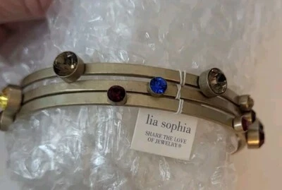 Pulsera Triple Brazalete Lia Sophia Con Piedras Nueva Con Etiquetas Foto 1 de 4