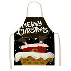 fr Printed Linen Apron Christmas Waterproof Kitchen Cooking Bibs Oilproof Pinafo