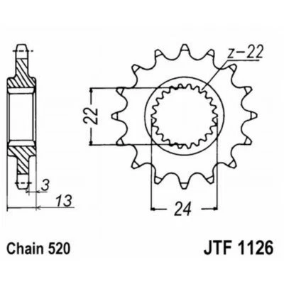PIGNONE DI TRASMISSIONE ACCIAIO JT SPROCKETS 16 DENTI JTF1126.16 - Immagine 1 di 2