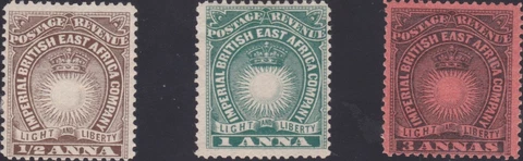 British East Africa Scott #14,15,18 MINT-H Cover