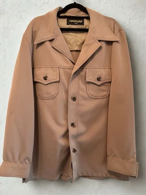 Vintage Haggar Long Sleeve Shirt Jacket Size 44L Button Up 70's Beige - Image 1 of 4