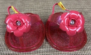 Build A Bear Kleidung rosa Gummi Sandalen Schuhe mit Blume BABW Flip Flops - Bild 1 von 8