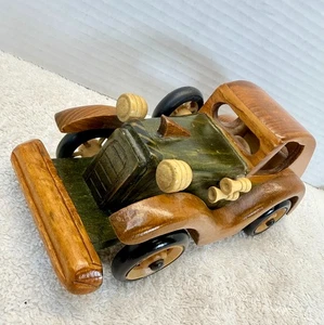 Modelo de coche vintage de madera artesanal decorativo coleccionable rústico hecho a mano madera - Imagen 1 de 10