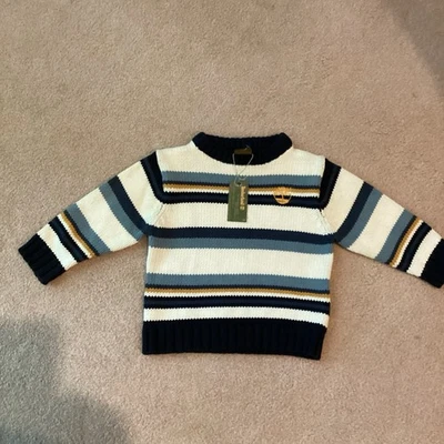 NUEVO CON ETIQUETAS TIMBERLAND INFANTIL 24 MESES SUÉTER, JERSEY, RAYAS, MUY CÁLIDO, PESADO Foto 1 de 3