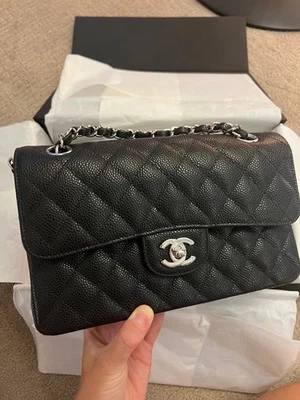 CHANEL Classic small double Flap Bag Black caviar silver hardware - Image 1 of 4