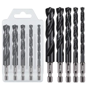 5pcs 5-12mm HSS Metrico Jobber Punta Trapano Torsione Gambo Esagonale per Metallo Legno Plastica - Foto 1 di 7
