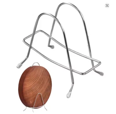 Estante de cocina de acero inoxidable tabla de cortar y soporte de tapa de olla organizador de estante de sartén Foto 1 de 4