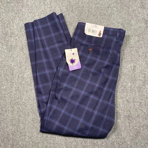 Tayion Herren Classic Fit Windowpane Karo Anzughose Blau Rot 38x32 - Bild 1 von 13