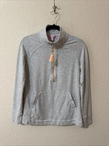 Lilly Pulitzer UPF 50 Skipper Popover Sweatshirt Women Size S Gray Soft Half Zip - Picture 1 of 12