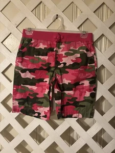 Faded Glory Shorts Girl's L (10-12) Pink Camo Stretch Pull On Waist - Picture 1 of 3