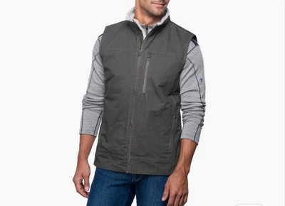 Kuhl Burr Vest Gun Metal Vintage Patina Sherpa Pockets Lined Thermal Mens Medium - Image 1 of 4