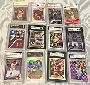 12 Graded Cards Arod,Flagg,Magic Johnson,Durant,Witten,Harden,Tom Brady,Irod - Picture 1 of 2