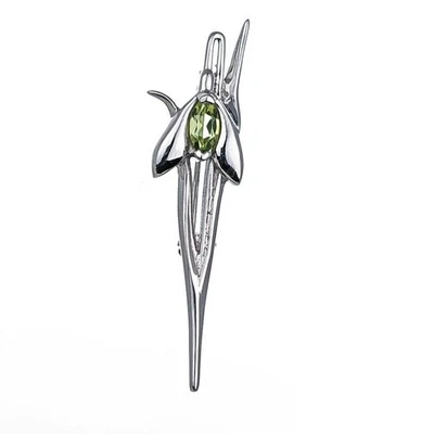 Peridot Brooch Sterling Silver Snowdrop Natural Green Marquise Gemstone - Image 1 of 4