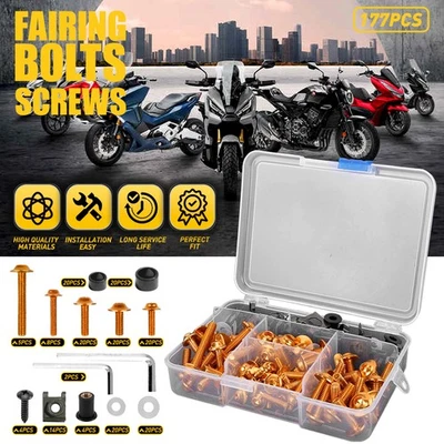 For 177pcs Gold Suzuki Honda Complete Screws Fairing Bolt Kit Screws Bodywork - Image 1 of 4